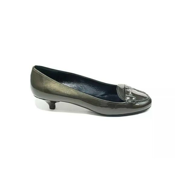 Prada Loafer Kitten Heel Patent Leather Metallic G - Picture 2 of 9